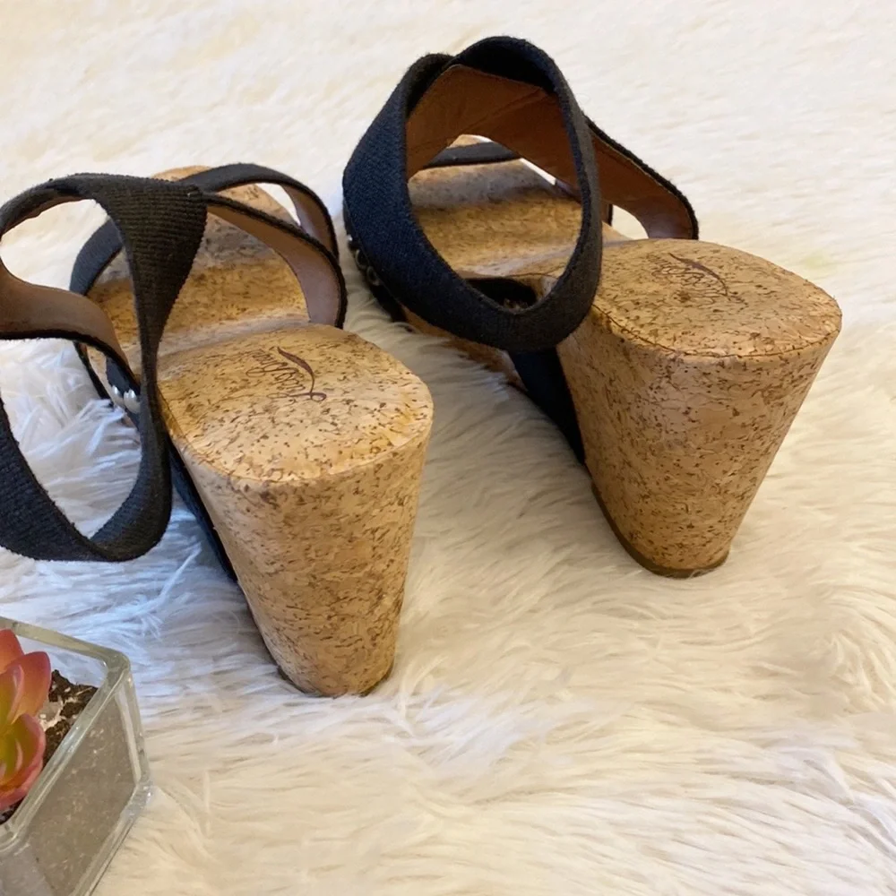 LUCKY BRAND | Marinah Black stretch wedge sandals heels women’s 9 - Picture 8 of 9